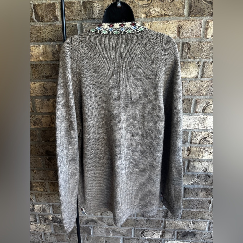 Vintage Alpaca Llama Cardigan Sweater Peruvian Aztec Boho Western Wool Blend M - Picture 7 of 12